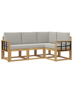 Set di divani da esterno 4 pcs Bianco e Grigio Chiaro 2