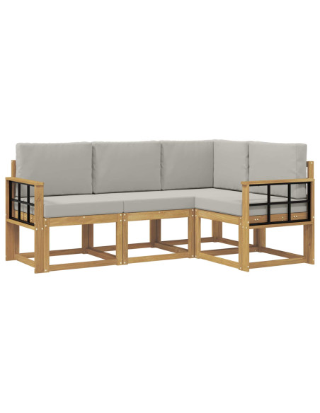 Set di divani da esterno 4 pcs Bianco e Grigio Chiaro