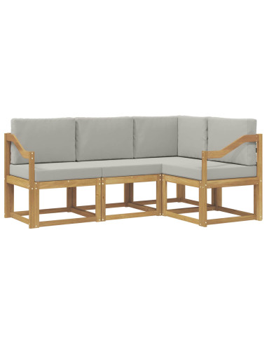 Set di divani da esterno 4 pcs Bianco e Grigio Chiaro