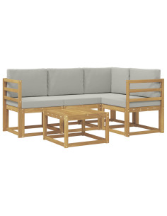 Set di divani da esterno 5 pcs Bianco e Grigio Chiaro 2