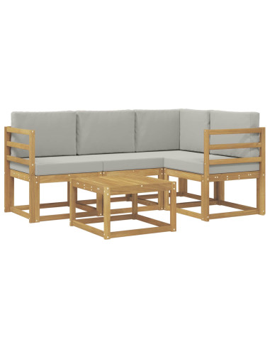 Set di divani da esterno 5 pcs Bianco e Grigio Chiaro