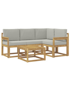Set di divani da esterno 5 pcs Bianco e Grigio Chiaro 2