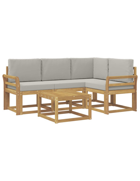Set di divani da esterno 5 pcs Bianco e Grigio Chiaro