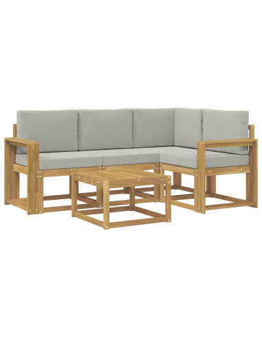 Set di divani da esterno 5 pcs Bianco e Grigio Chiaro