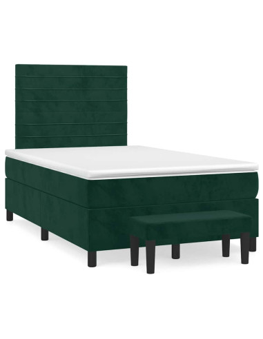 Giroletto a Molle con Materasso Verde Scuro 120x200 cm Velluto