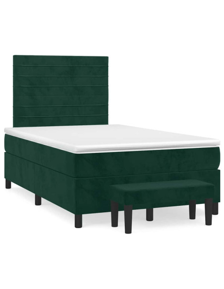 Giroletto a Molle con Materasso Verde Scuro 120x200 cm Velluto