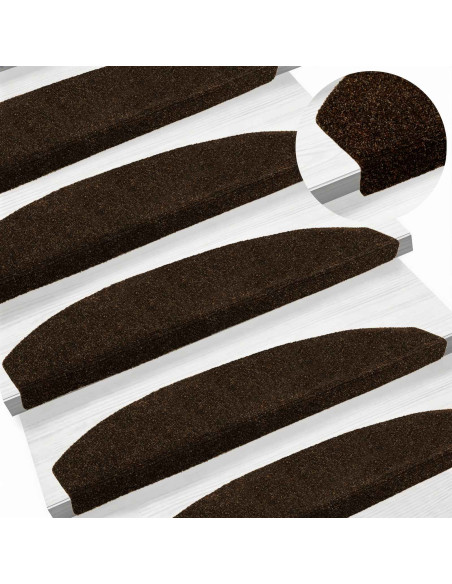Tappetini per scale autoadesivi Semicircolare 15 pcs Marrone