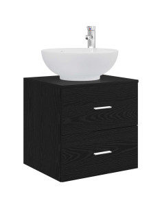 Mobile Lavabo da Parete Rovere Nero 49,5 x 44,5 x 66,5 cm