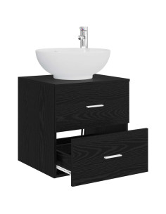 Mobile Lavabo da Parete Rovere Nero 49,5 x 44,5 x 66,5 cm 2