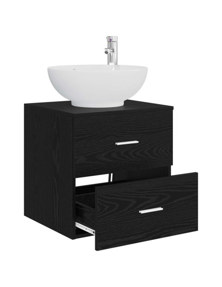 Mobile Lavabo da Parete Rovere Nero 49,5 x 44,5 x 66,5 cm