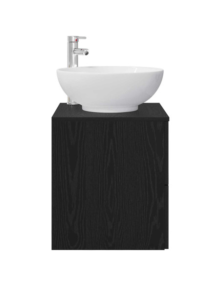Mobile Lavabo da Parete Rovere Nero 49,5 x 44,5 x 66,5 cm