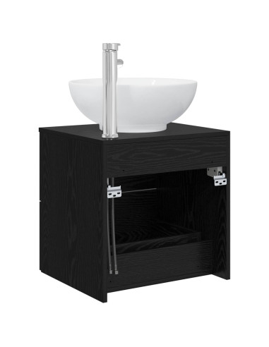Mobile Lavabo da Parete Rovere Nero 49,5 x 44,5 x 66,5 cm