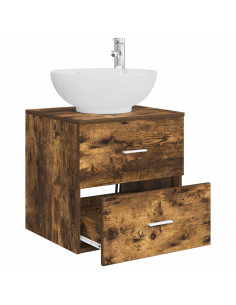 Mobile Lavabo da Parete Rovere Fumo 49,5 x 44,5 x 66,5 cm 2