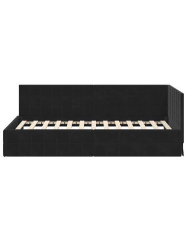 Cornice del letto ad angolo Nero 100 cm x 200 cm Velluto