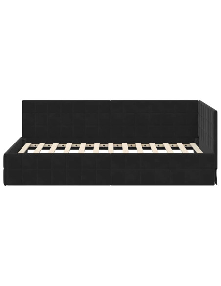 Cornice del letto ad angolo Nero 100 cm x 200 cm Velluto