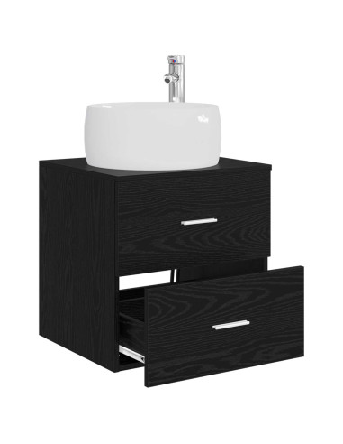 Mobile Lavabo da Parete Rovere Nero 49,5 x 44,5 x 66 cm