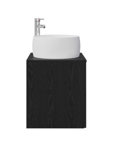 Mobile Lavabo da Parete Rovere Nero 49,5 x 44,5 x 66 cm