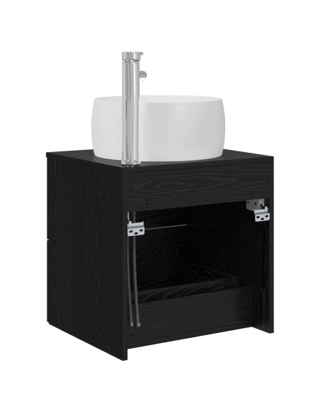 Mobile Lavabo da Parete Rovere Nero 49,5 x 44,5 x 66 cm