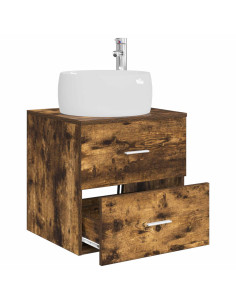 Mobile Lavabo da Parete Rovere Fumo 49,5 x 44,5 x 66 cm 2