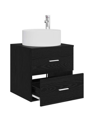 Mobile Lavabo da Parete Rovere Nero 49,5 x 44,5 x 65,5 cm