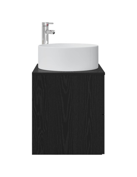 Mobile Lavabo da Parete Rovere Nero 49,5 x 44,5 x 65,5 cm