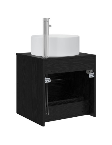 Mobile Lavabo da Parete Rovere Nero 49,5 x 44,5 x 65,5 cm