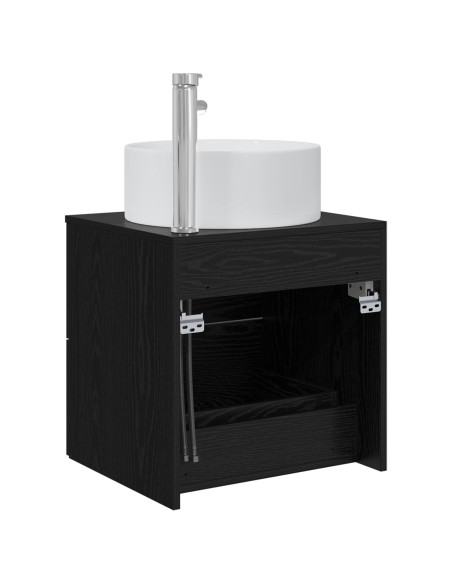 Mobile Lavabo da Parete Rovere Nero 49,5 x 44,5 x 65,5 cm