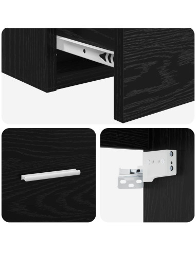 Mobile Lavabo da Parete Rovere Nero 49,5 x 44,5 x 65,5 cm