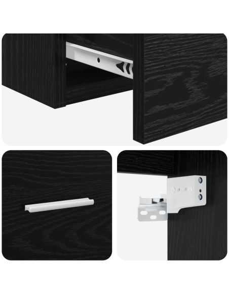 Mobile Lavabo da Parete Rovere Nero 49,5 x 44,5 x 65,5 cm