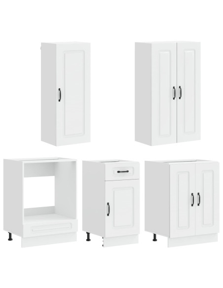 Unità Cucina KALMAR 5 pcs Bianco Lucido Legno ingegnerizzato