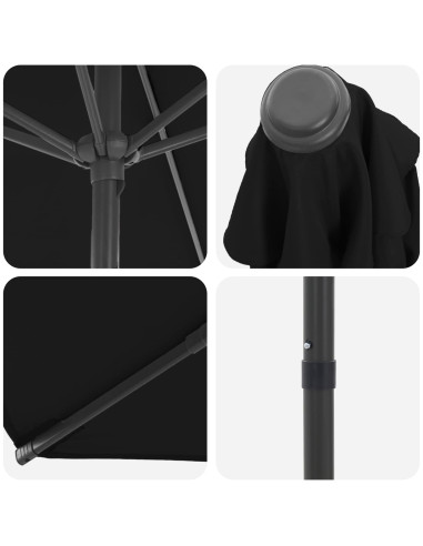 Ombrello da giardino 200 x 300 cm Poliestere Rettangolare Nero