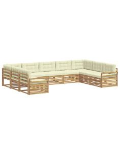Set di divani da esterno 9 pcs Bianco e Crema 2