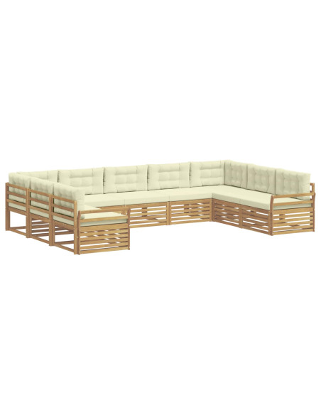 Set di divani da esterno 9 pcs Bianco e Crema