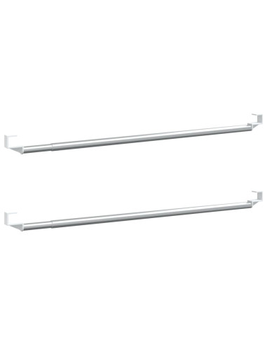 Binari per Tende 2 pz Bianco e Argento 60-105 cm Alluminio