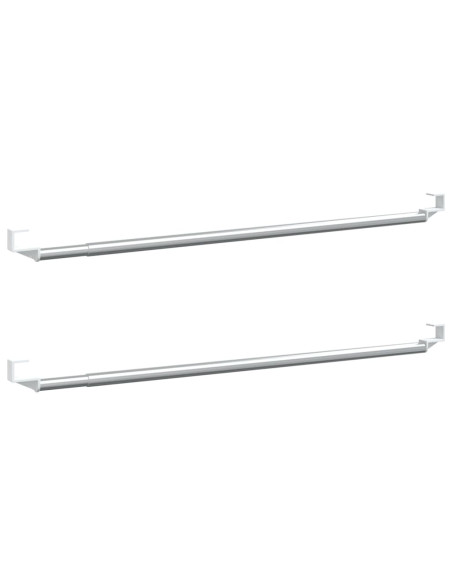 Binari per Tende 2 pz Bianco e Argento 60-105 cm Alluminio
