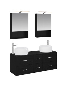 Set di mobili per il bagno 5 pcs Rovere Nero