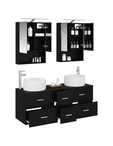 Set di mobili per il bagno 5 pcs Rovere Nero