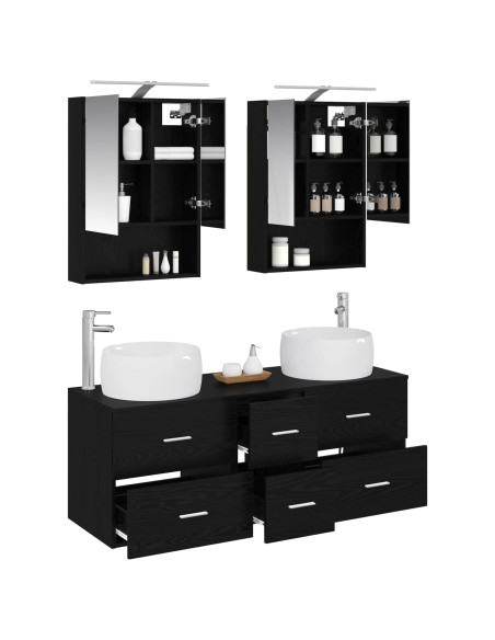 Set di mobili per il bagno 5 pcs Rovere Nero