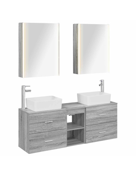 Set di mobili per il bagno 5 pcs Sonoma grigio