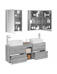 Set di mobili per il bagno 5 pcs Sonoma grigio 2