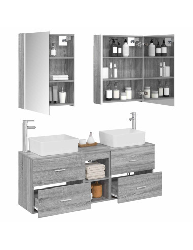 Set di mobili per il bagno 5 pcs Sonoma grigio