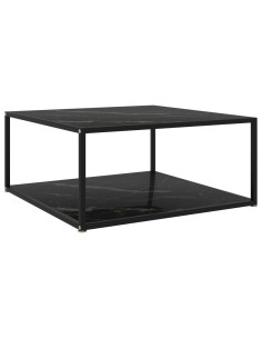 Tavolino da Salotto Nero 80x80x35 cm in Vetro Temperato 2