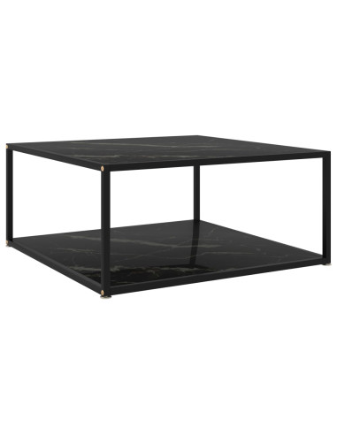 Tavolino da Salotto Nero 80x80x35 cm in Vetro Temperato
