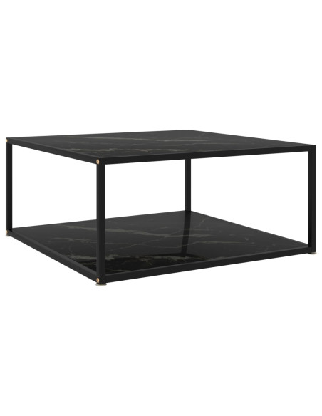 Tavolino da Salotto Nero 80x80x35 cm in Vetro Temperato