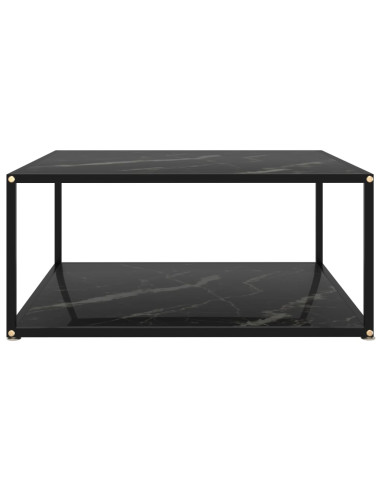 Tavolino da Salotto Nero 80x80x35 cm in Vetro Temperato