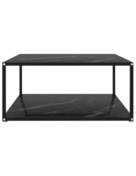 Tavolino da Salotto Nero 80x80x35 cm in Vetro Temperato