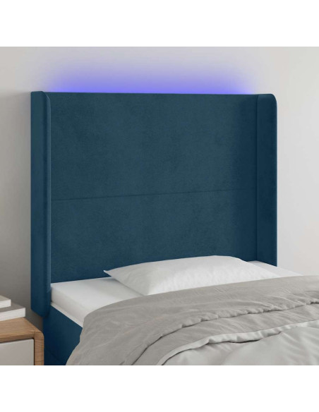 Testiera a LED Blu Scuro 93x16x118/128 cm in Velluto