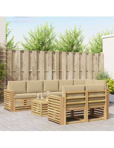 Set di divani da esterno 9 pcs Bianco e Beige 59 x 59 x 37 cm