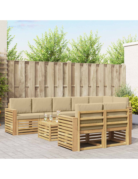 Set di divani da esterno 9 pcs Bianco e Beige 59 x 59 x 37 cm