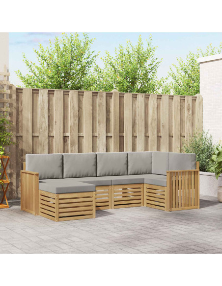 Set di divani da esterno 6 pcs Bianco e Grigio Chiaro